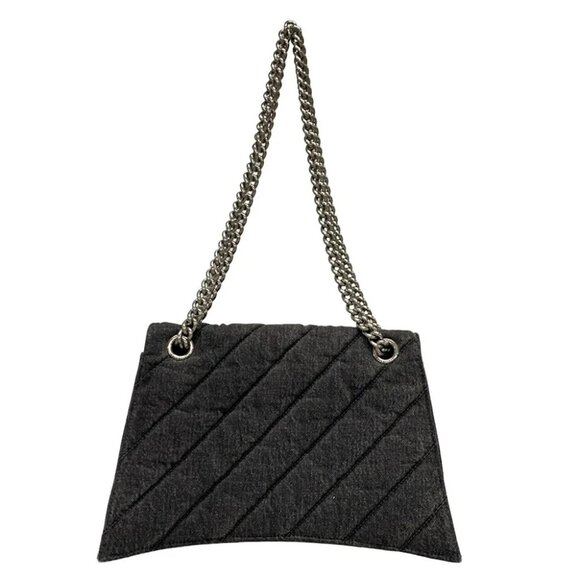 BALENCIAGA Crush Medium Black Denim Shoulder Bag - Picture 3 of 16